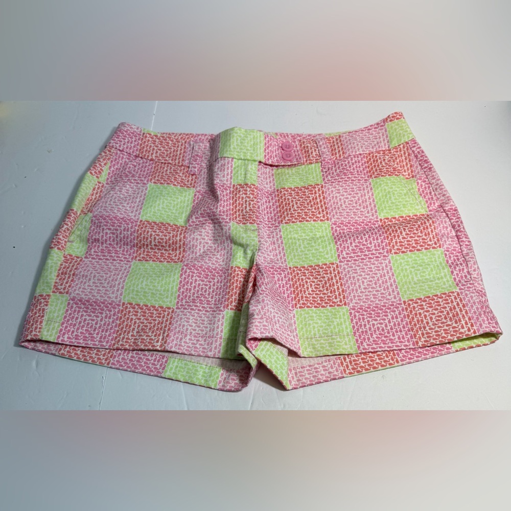 Vineyard Vines Pink and Green Checkered Women's Shorts Sz‎ 6